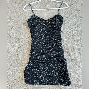 Garage Black Mini Dress with White Floral Print